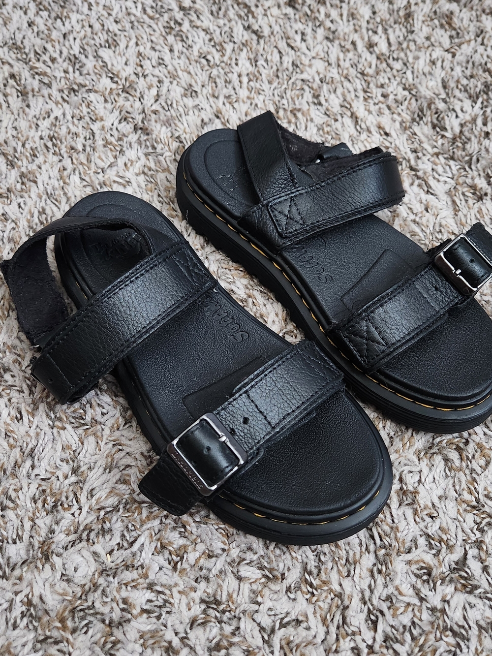 Black Kids Leather Buckle Sandals